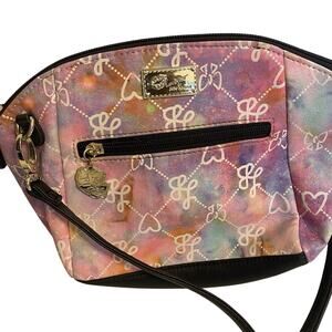 Luv Betsy By Betsey Johnson Crossbody Purse Black Purple Logo Faux Leather